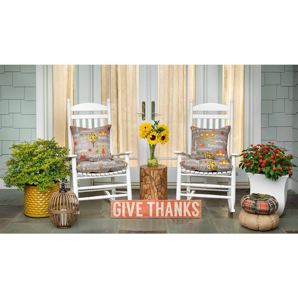Autumn Harvest Gray and Orange Square Throw Pillow Set