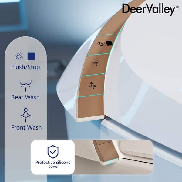 DEERVALLEY Tankless Elongated Smart Toilet Bidet with Auto Close, UV Sterilization & Warm Water Dryer