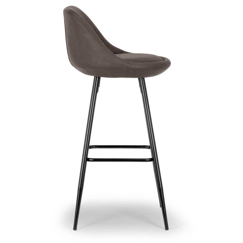 Modern Matte Brown Faux Leather 30'' Counter Stool with Metal Frame (Set of 2)