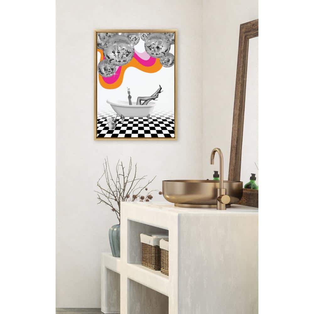 Bright Gold Disco Bathtub Canvas Wall Art, 18 x 24