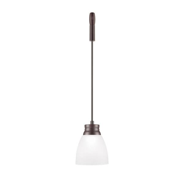 Hampton Bay Bronze LED Flex Pendant with Frosted Glass