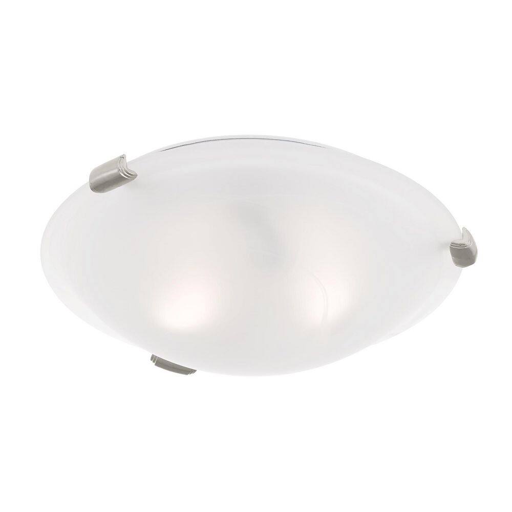 Oasis 12.25" Brushed Nickel Flush Mount with White Alabaster Glass