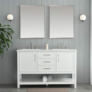 Arlo 54 in. W x 22 in. D x 34 in. H Bath Vanity in White with Engineered Stone Top in Ariston White with White Sinks