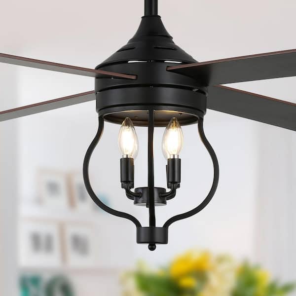 Oaks Aura Montez 52 in. Indoor Black 4-Light Farmhouse Modern Ceiling Fan w/Light, Rustic 6-Speed Reversible Ceiling Fan w/Remote
