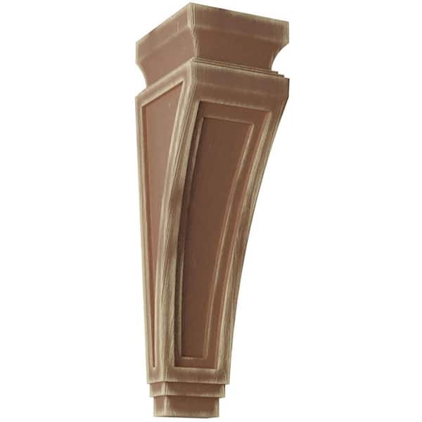 Ekena Millwork 3-7/8 in. x 14 in. x 4-1/2 in. Weathered Brown Arts and Crafts Wood Vintage Decor Corbel