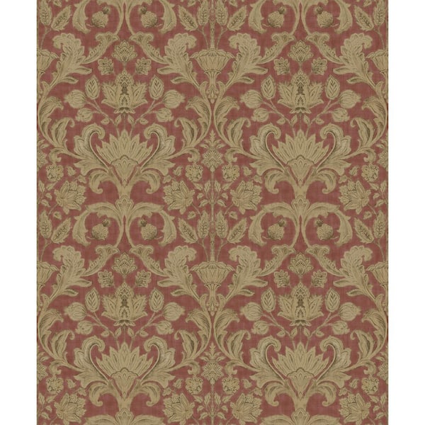 Unbranded Elegance Collection Red Damask Sheen Finish Non-Pasted Non-Woven Wallpaper Sample