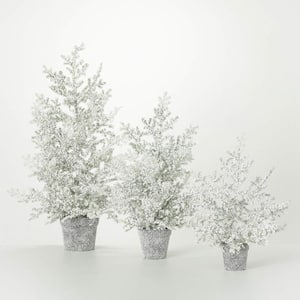 19 ", 23" & 32" Artificial Frosted Juniper Pine Tabletop Christmas Trees Set of 3