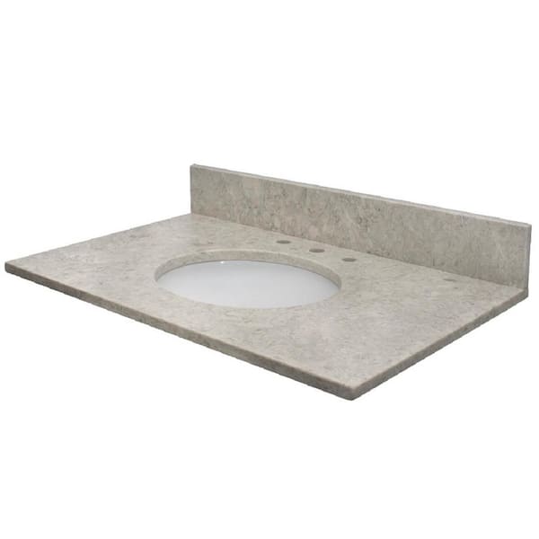 MarCraft Vista 25 in. W x 22 in. D Quartz Single Oval Basin Vanity Top in Nova Mist with White Basin