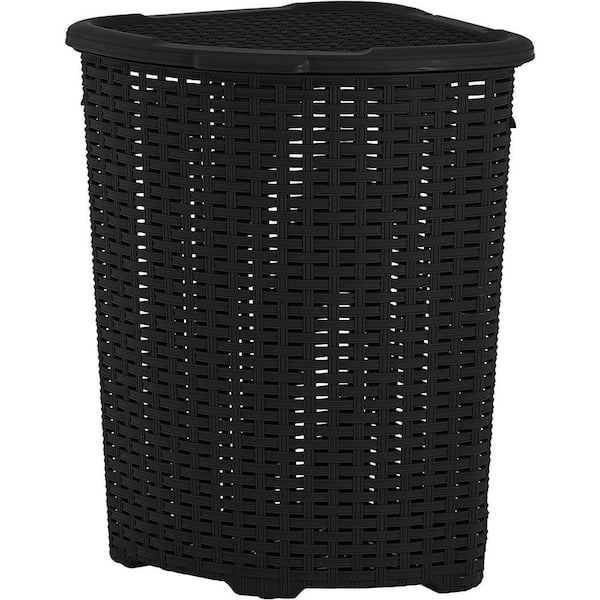 50 l Wicker Corner Hamper, Black