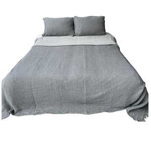 Muslin 4-Layers, Cotton Bed Cover Blanket, Anthracite Color, 95 x 102 in. King Size
