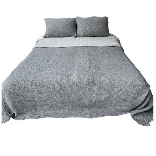 SUSSEXHOME Muslin 4-Layers, Cotton Bed Cover Blanket, Anthracite Color, 95 x 102 in. King Size