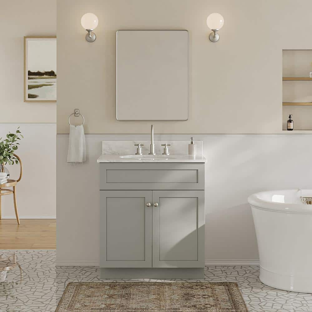 ARIEL Hamlet 31 In. W X 22 In. D X 35.25 In. H Bath Vanity In Grey With ...