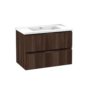 Conques 30 in. W x 18 in. D x 20 in. H Single Sink Bath Vanity in Dark Brown with Vanity Top in White