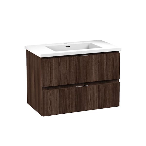 ANZZI Conques 30 in. W x 18 in. D x 20 in. H Single Sink Bath Vanity in Dark Brown with Vanity Top in White