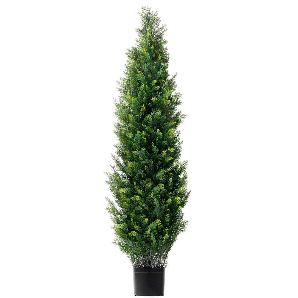 60 in. Green Indoor/Outdoor Artificial Cedar in Pot (2-Pack) price history on PriceWatchPro