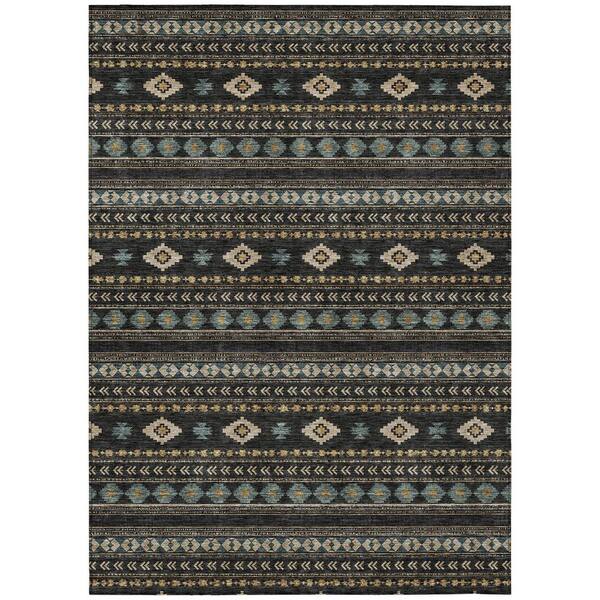 Chantille Machine Washable Indoor/Outdoor Abstract ACN3124 Black 5 ft. x 7 ft. 6 in. Area Rug