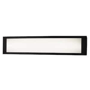 Woodbury 24.6 in. 1-Light Matte Black Integrated LED Bathroom Vanity Light Bar with Frosted Acrylic Shade
