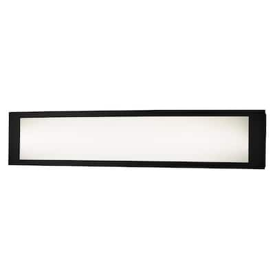 Woodbury 24.6 in. 1-Light Matte Black Integrated LED Bathroom Vanity Light Bar with Frosted Acrylic Shade