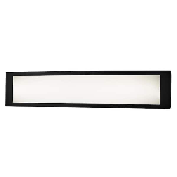 Hampton Bay Woodbury 24.6 in. 1-Light Matte Black Integrated LED Bathroom Vanity Light Bar with Frosted Acrylic Shade
