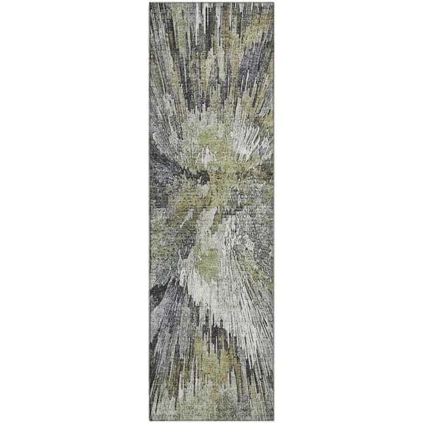 Mayfield Premium Machine Washable Abstract AMF2283 Fern 2 ft. x 7 ft. Runner Rug