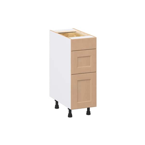 Lakewood 12 in. W x 24.5 in. D x 34.5 in. H Assembled Shaker Drawer Base Kitchen Cabinet in Sugar Cookie with 3-Drawers