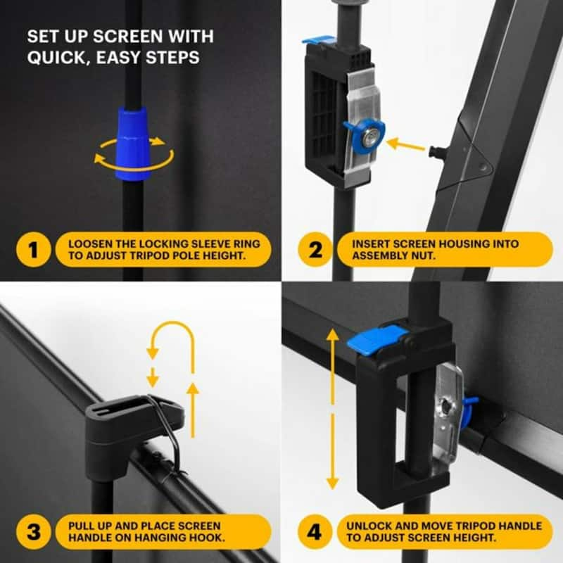 Projector Screen 60 in. with Stand, Portable with Adjustable Tripod