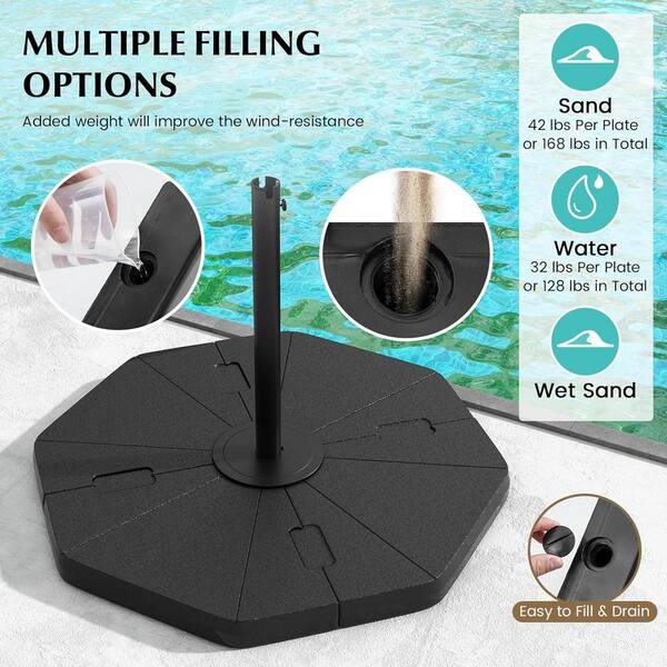 Outsunny Patio Umbrella Base, 4-Piece Cantilever Stand Weights, Outdoor