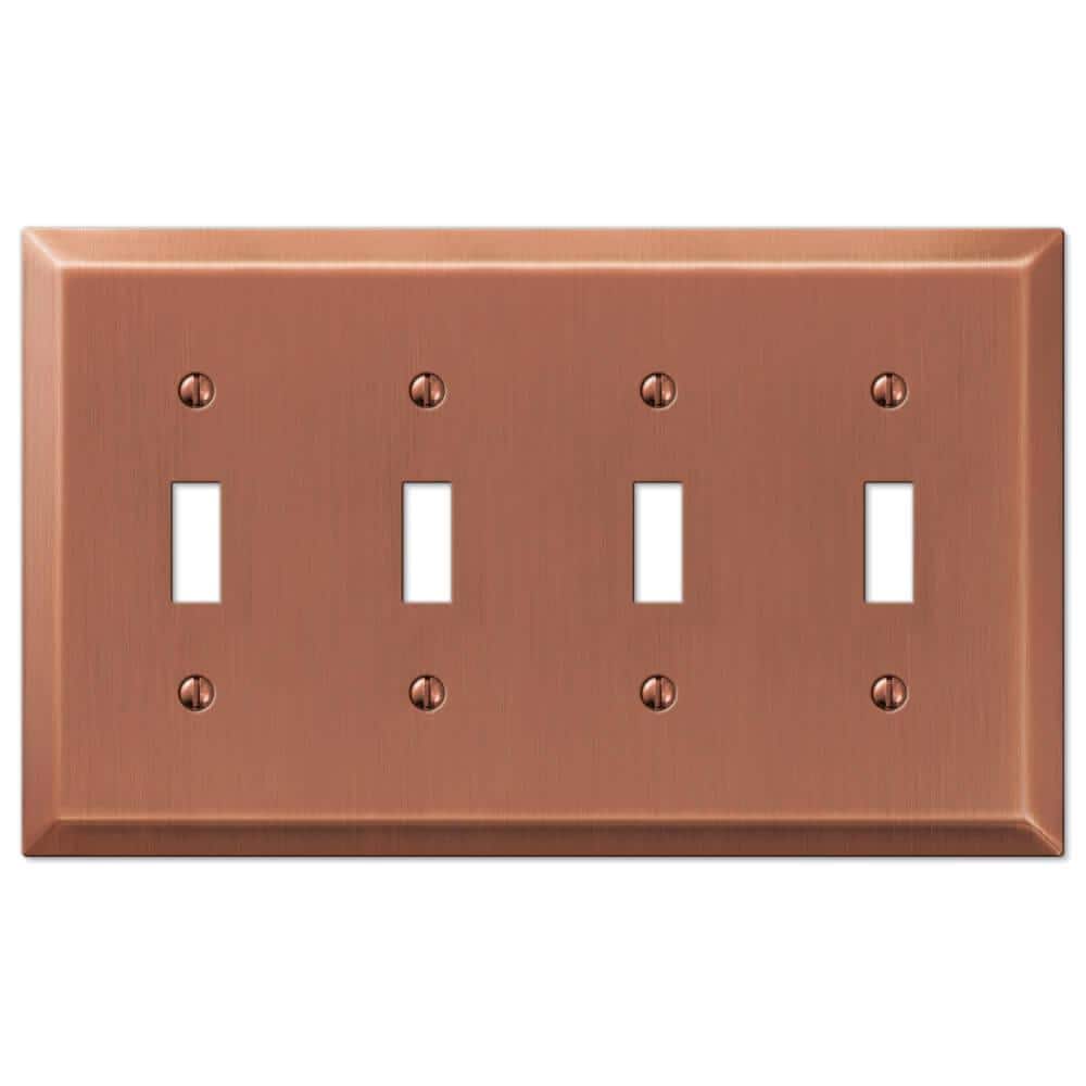 Antique Copper Quad Toggle Steel Wall Plate