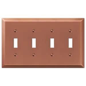 Metallic 4 Gang Toggle Steel Wall Plate - Antique Copper