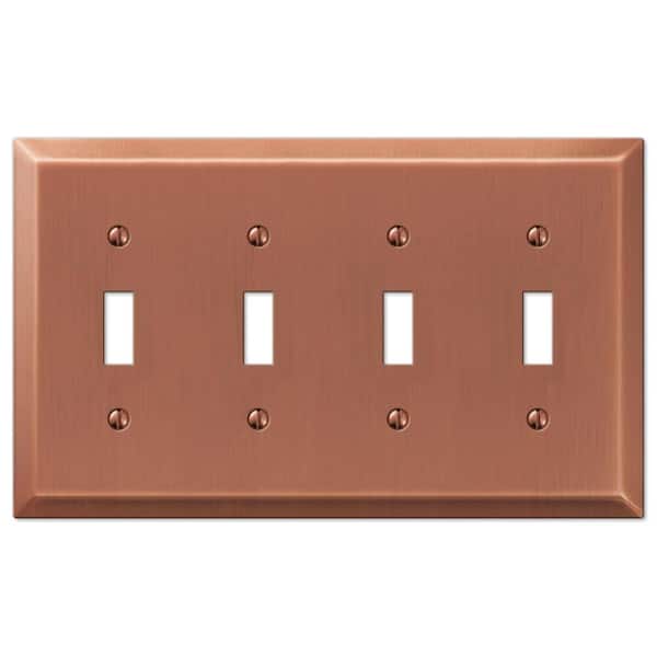 AMERELLE Metallic 4 Gang Toggle Steel Wall Plate - Antique Copper