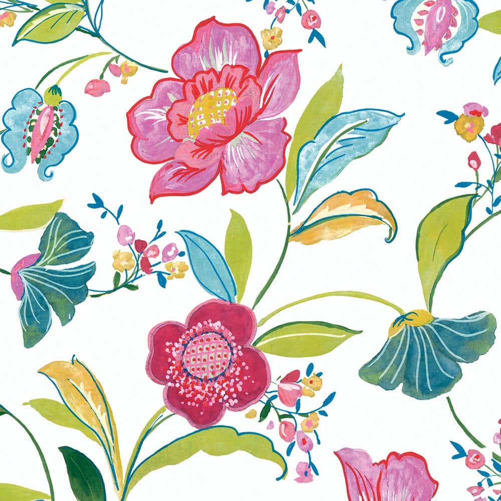 30.75 sq. ft. Magenta and Off-White Painterly Floral Vinyl Peel and Stick Wallpaper Roll price history on PriceWatchPro