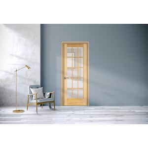 32 in. x 80 in. French 15-Lite Solid-Core Smooth Unfinished Pine Veneer Composite Interior Door Slab