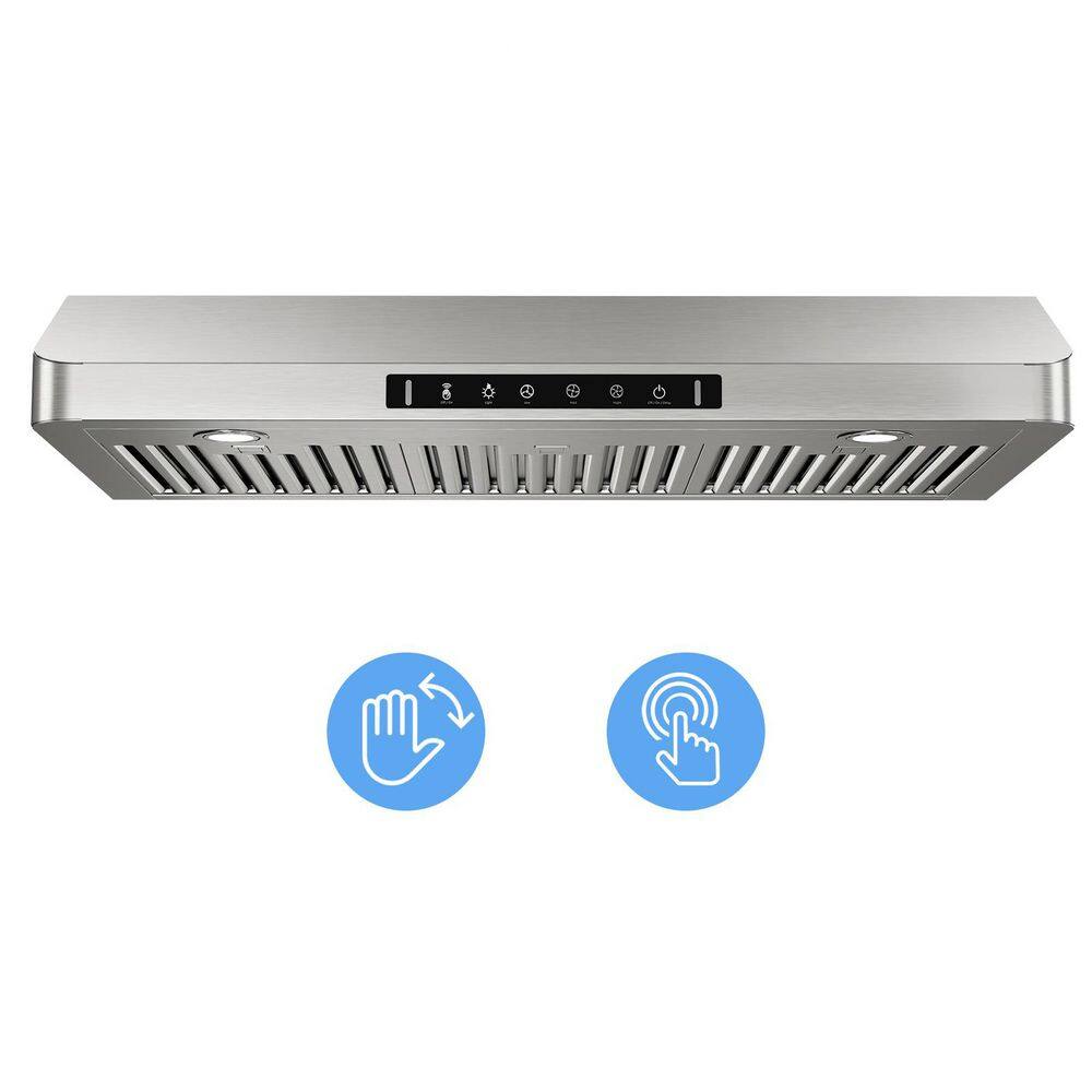 36 in. 600 CFM Ducted Under Cabinet Range Hood in Stainless Steel Lighted with Adjustable LED and Touch panel
