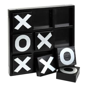 Vintage Tic Tac Toe Set-Wood Includes Board in Ebony Finish (9-Pieces)