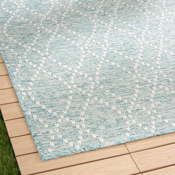 Corin Distressed Aqua Blue Indoor/Outdoor 8 ft. x 10 ft. Polypropylene Area Rug