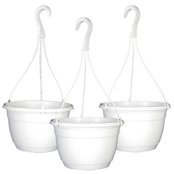 TEKU 10 in. Dia White Plastic Hanging Basket (3-pack) MAN258173 - The Home  Depot