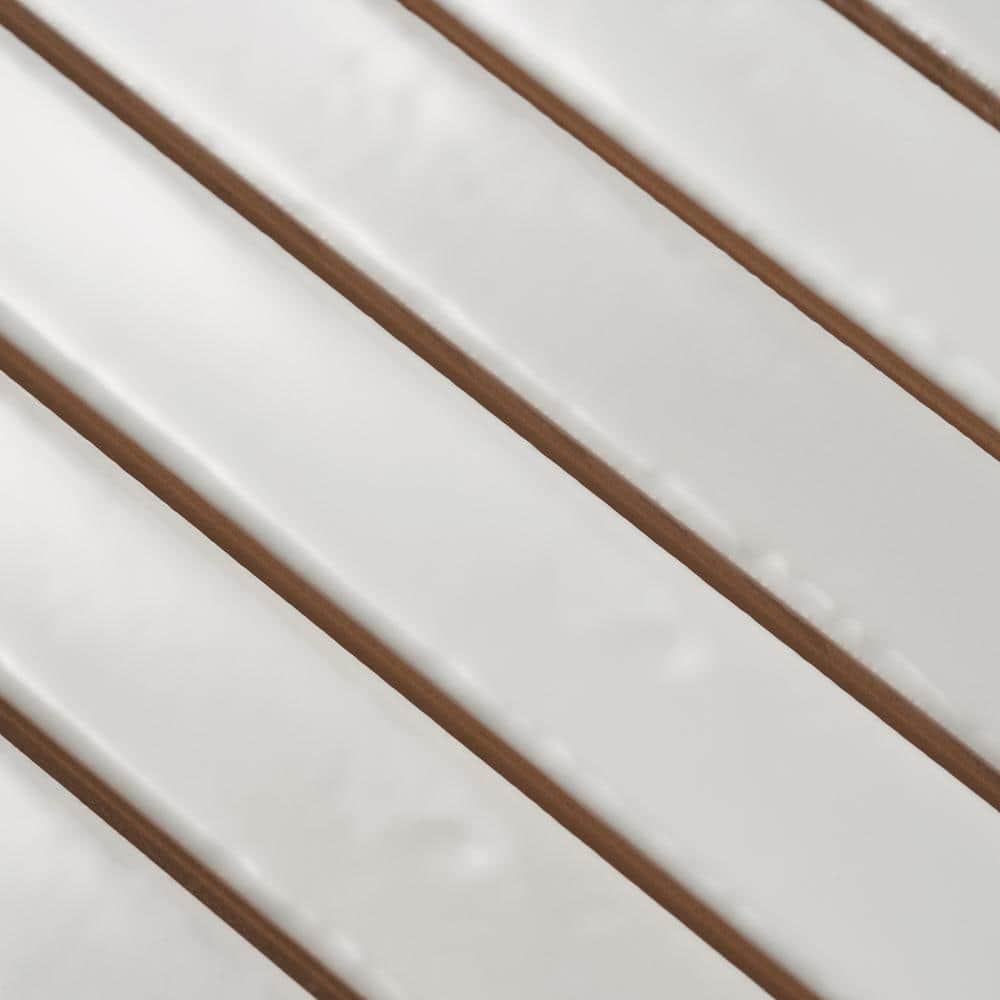 Blanco White Glossy Ceramic Elongated Subway Mosaic Wall Tile