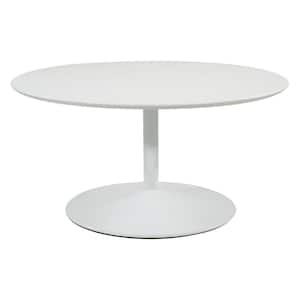 Flower 36 in. White Medium Round Wood Coffee Table