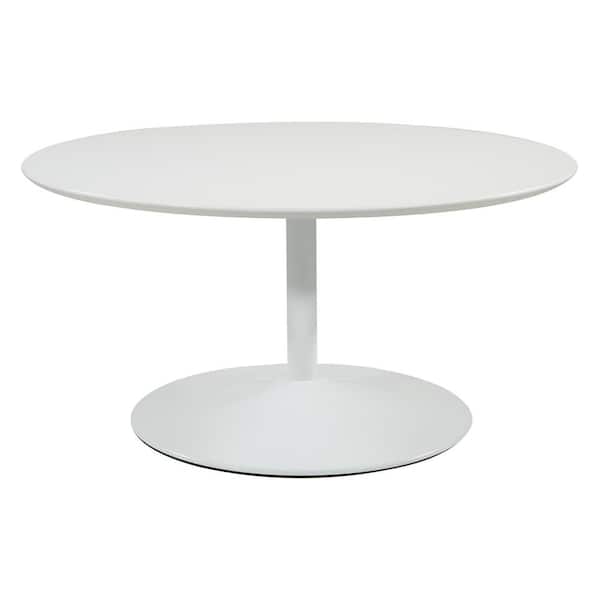 OSP Home Furnishings Flower 36 in. White Medium Round Wood Coffee Table