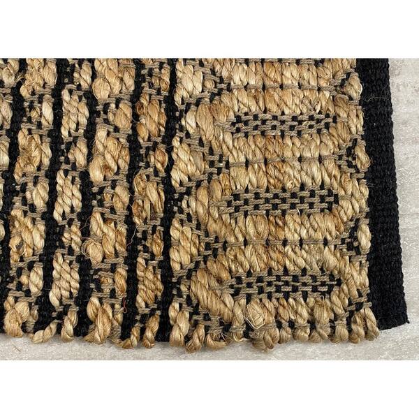 Tan/Black Lr Home Hand-Woven Geometric Black and Jute Rug Tan/Black Lr Home Hand-Woven Geometric Black and Jute Rug