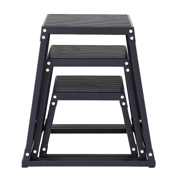 Plyometric Jump Boxes, 12/18/24 in. Plyo Box, Platform and Jumping Agility Box, Anti-Slip, for Home Gym Training, Black