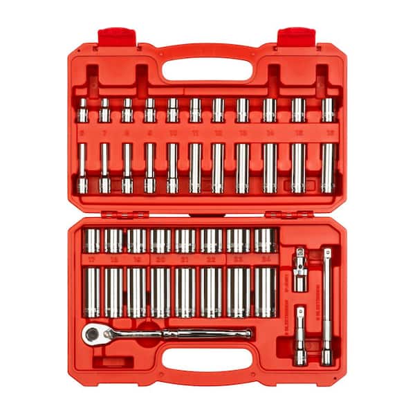TEKTON 3/8 in. Drive 6-Point Socket and Ratchet Set, 43-Piece (6-24 mm)