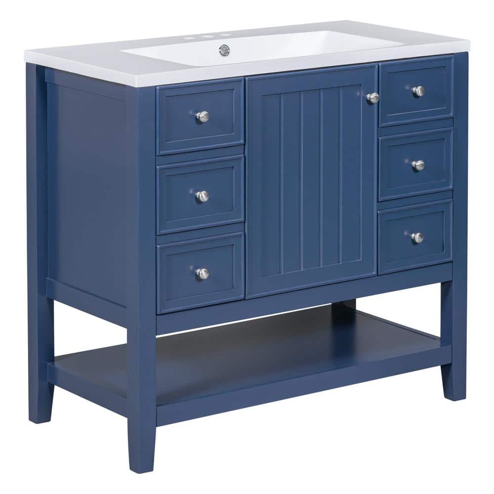 36 in. W x 18 in. D x 33 in. H Bath Vanity Cabinet with Sink Combo and 3 Dr