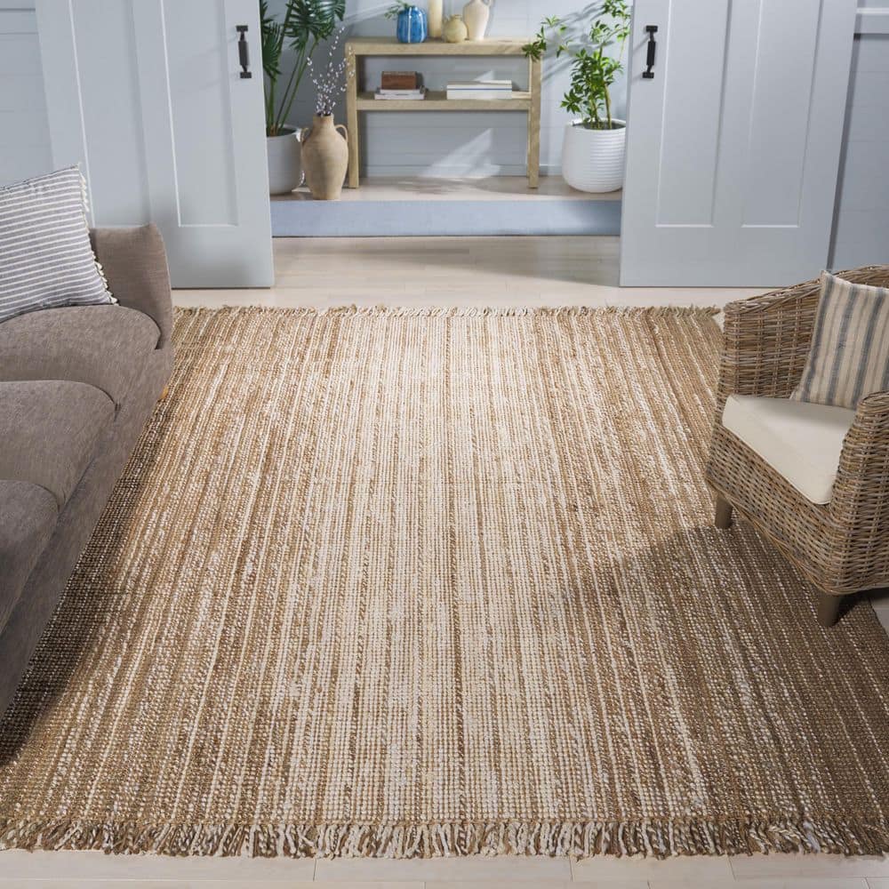 Natural Fiber 9 ft. x 12 ft. Ivory/Gray Woven Distressed Gradient Area Rug price history on PriceWatchPro