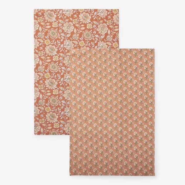 Company Cotton Mix & Match Floral Red Clay Cotton Tea Towel (Set of 1)