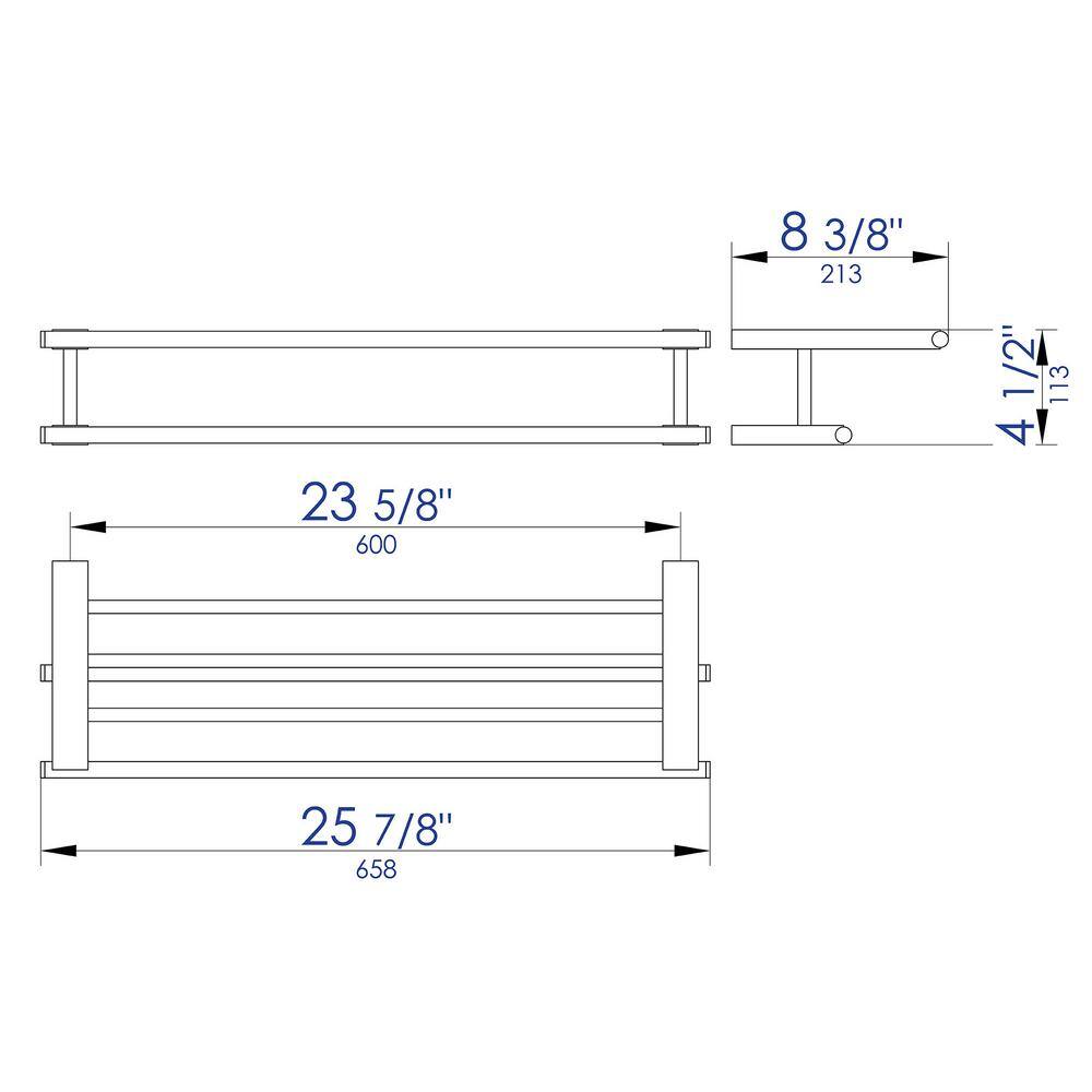 Brushed Nickel Wall Mounted Towel Bar and Shelf