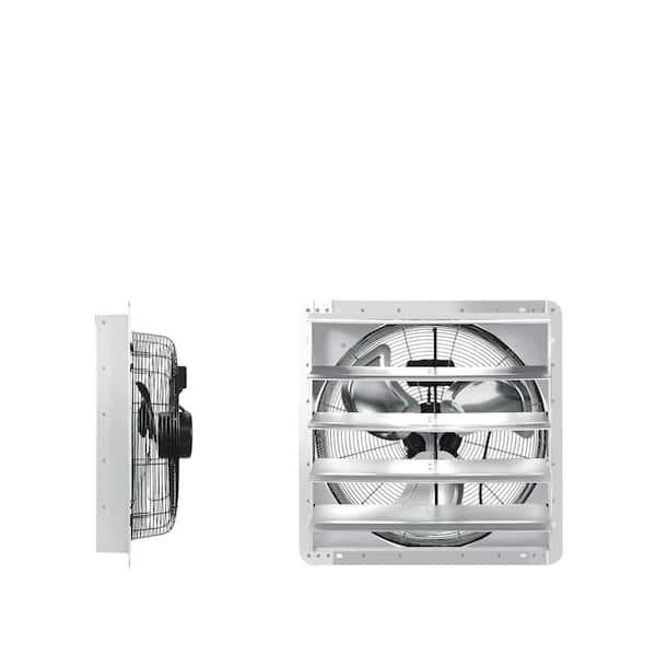 KIWDZFU 3200-CFM Silver Electric Gable Mount Exhaust Fan with Adjustable Speed Controller and Automatic Shutter Ventilation