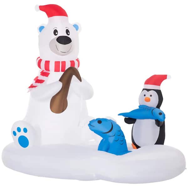 6 ft. Outdoor Christmas Decorations Polar Bear and Penguin Christmas Inflatables Decorations with Built-In LED Lights
