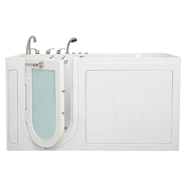 Ella Shak 72 in. x 36 in. Walk-In MicroBubble, Whirlpool and Air Bath Bathtub in White, Foot Massage, Left Door, Dual Drain
