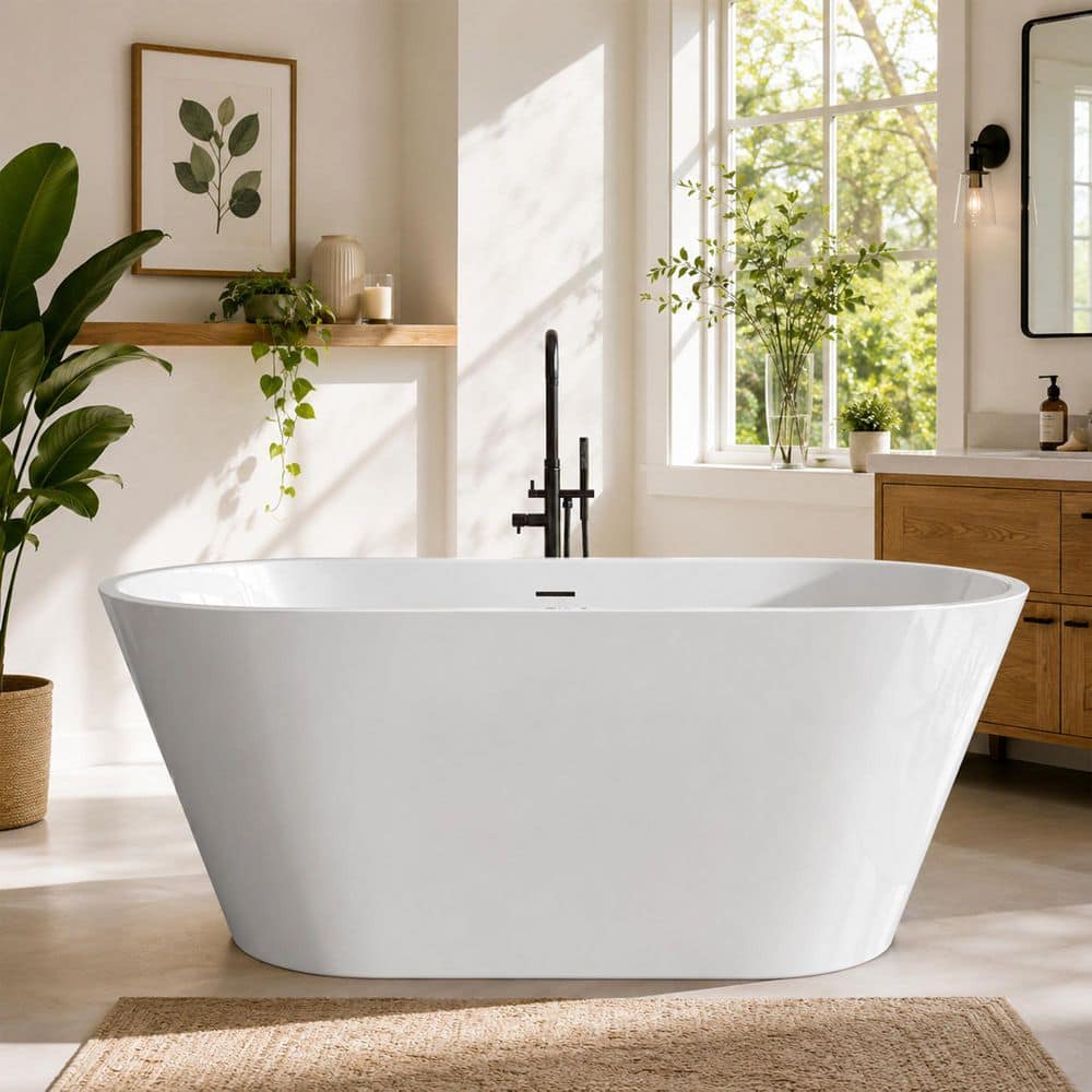 Zeafive Ane 63 in. x 29.5 in. Acrylic Freestanding Soaking Bathtub